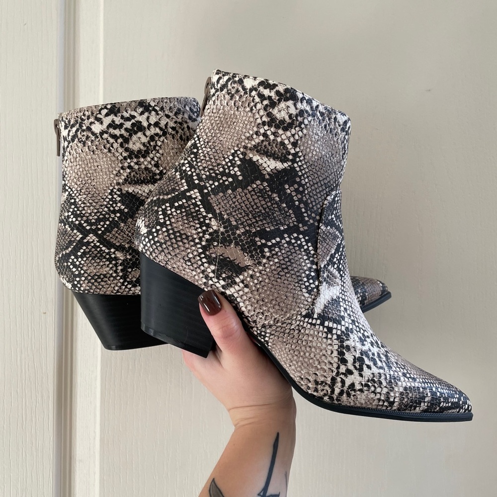 Snakeskin Heeled Boots NWOT